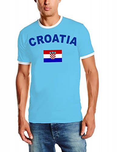 EM 2016 Kroatien Fußball T-SHIRT TRIKOT mit Deinem NAMEN + NUMMER ! HERI Ringer Sky Gr.L