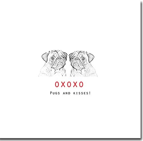 Pugs and Kisses Card - Blank inside, Friendship, Pug Card