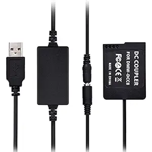 Layfoxz DMW-DCC8 USB Power Kit DC Coupler Dummy Battery Replace DMW-BLC12 Battery with USB Converter Power Cable Single USB Input Compatible with Panasonic Lumix DMC-FZ200 FZ300 FZ1000 FZ2500 G5 G6