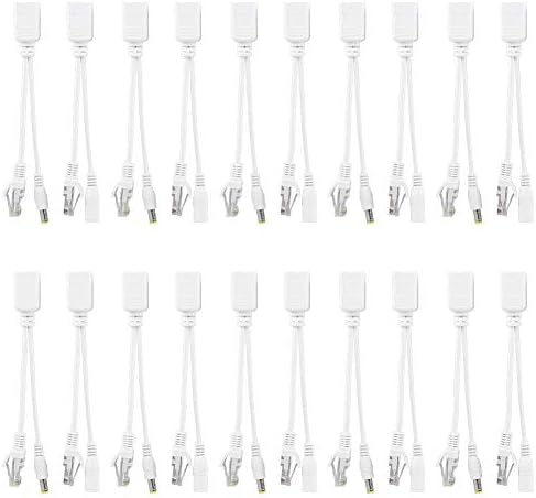 Sonew 10 Pair IP Camera POE RJ45 Cable Power Over Ethernet Adapter Injector + Splitter DC 12 V