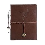 XUAN Dotted Journal A5 avec Accessoire, Vintage Cuir Pointillé Carnet de Notes Organiseur 6 Anneaux Rechargeable Cahier Voyage Couverture Rigide, Cadeau Femme Enfant Ado Joli Danseuse Marron