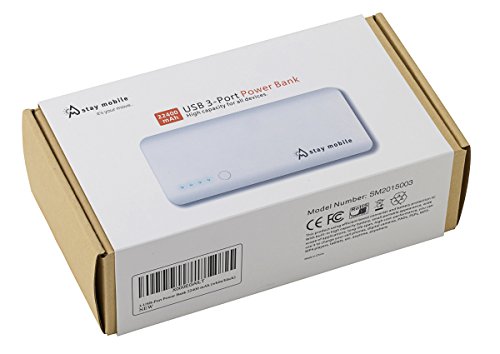 stay mobile Power Bank (22400 mAh) (latest Technology) 3 USB Output Portable Charger and External Battery for iPhone, iPad, iPod, Samsung Galaxy, and different Smartphones and Tablets from stay mobile