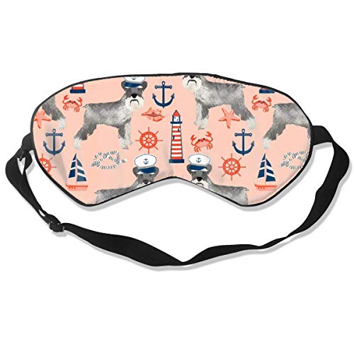 Preisvergleich Produktbild Schnauzer Nautical Summer Lighthouse Ocean Summer Breathable Pure Silk Sleep Eye Mask Best Sleeping Eye Cover for Travel, Nap, Blindfold with Adjustable Strap for Men, Women or Kids
