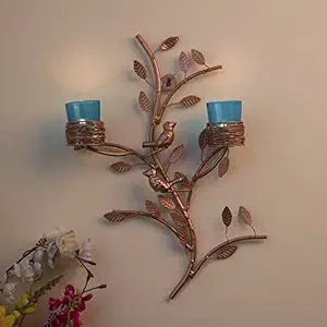 Homesake Metal Tree With Bird Nest Votive Stand Wall Candle Holder And Tealight Candles