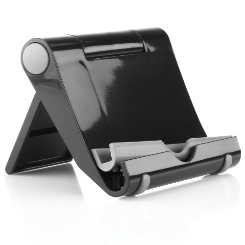 deleyCON Universal Tablet Ständer - Winkel verstellbar für iPad / Galaxy Tab usw - mit & ohne Case nutzbar - Schwarz