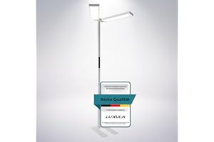 LUXULA LED Büro Stehlampe DUO, dimmbar, CRI>98 Vollspektrum, UGR<16 blendfrei, RG0 Blaulichtfilter, 4000K Neutralweiß, 120W, 8500 lm, weiß - Arbeitsplatz Stehleuchte Deckenfluter