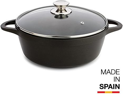 Valira28 cm Black Tall Induction Compatible Casserole Dish with Lid, ø 28cm