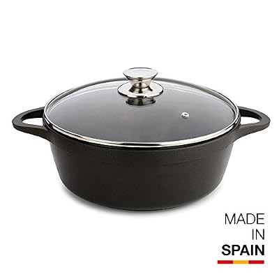 Valira 4142/25 Cocotte Haute Premium de 28 cm fabriqué en Espagne, en Fonte d'aluminium avec Anti-adhérent écologique renforcé, apte pour l'induction, Noir, Ø28 cm