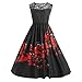 Produktbild feiXIANG  Bekleidung Frauen Spitze Patchwork Schmetterling Print Party Abend Prom Swing Dress Damen Große Größe Spitzen Clubwear ärmellos Bedrucktes Kleid Kleider Abendkleid (XXXXXL, Schwarz)