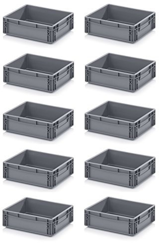 10er Set Eurobehälter-Eurobox 40 x 30 x 12 grau inkl. gratis Zollstock