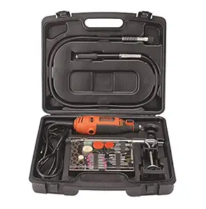 BLACK+DECKER RT18KA-IN Kit Box For Grinding, Polishing, Engraving, Cutting, Sanding & Finishing, 180W Electric Rotary Tool With 114 pc Accessories