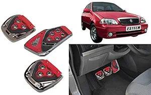 Selifaur - 3 Pcs Red Non-Slip Manual Car Pedals kit Pad Covers Set for Esteem