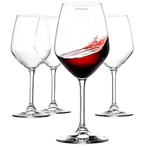 Syanka Classic Wine Glasses Set of 4 Ideal for Red Wine Glass, Whisky Glass, Clear, 360 ML