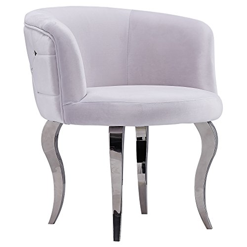Barock Sessel Stuhl mit Velours mit Metallbeinen im Glamourstil Weiß 74 x 65 x 65 cm
