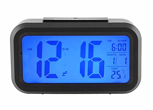 Saflyse Smart Wecker LED Digitaluhr Wecker Reisewecker (mit Datums-Anzeige,Mit Temperatur, Nachtlicht etc) (Schwarz)