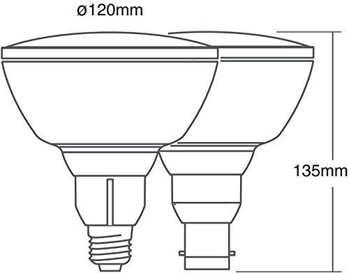 Viribright 750281, LED IP54 PAR38, CRI90+ dimmable, 1200 Lumens, Light Weight, Cool To Touch, Shatter resistant., Plastik, 15 watts, E27, White, 12 x 12 x 13.5 cm - 3