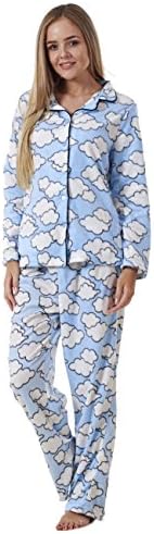 Ladies Fleece Pyjama Set Womens Printed PJ'S Winter Warm Nightwear