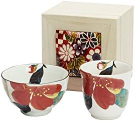 Japanese Mino Ware Rice Bowl & Tea Cup Set in Wooden Gift Box (Rice Bowl x 1 & Tea Cup 1) (Japanese Import)