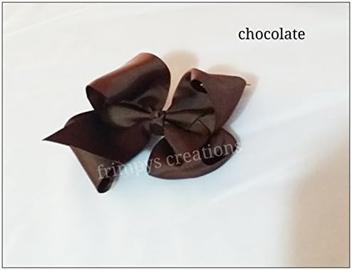 6inch grosgrain ribbon school hair bow clips aligator clips baby toddler big girls lady barrette clips hair grip assorted colors Chocolate