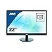 Produktbild AOC E2270SWN 54,6 cm (21,5 Zoll) Monitor (VGA, TN Panel, 5 ms Reaktionszeit, 16:9, 1920 x 1080) schwarz