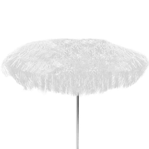Jan Kurtz Sonnenschirm mit Fransen weiss D 200 cm H 115 cm Hawaii Bastschirm