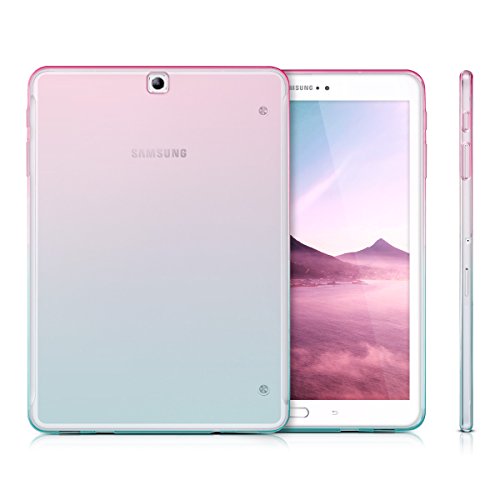 kwmobile Hülle für Samsung Galaxy Tab S2 9.7 T810N/T813N/T815N/T819N – Case Handy Schutzhülle TPU Silikon für Tablet – Backcover Cover klar Pink Blau Transparent - 5
