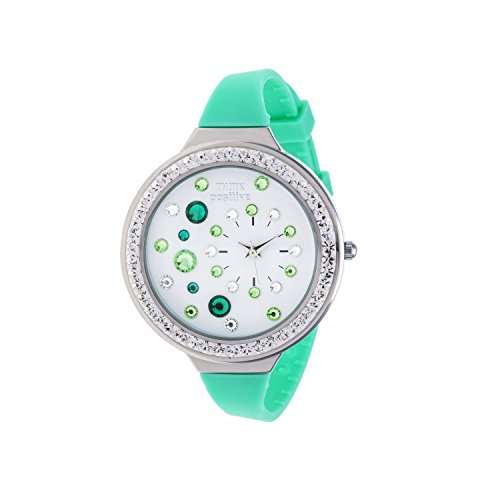 Orologio Donna, Think Positive, Modello SE W91 Acciaio, Cinturino Di Silicone, Orologio Analogico Fashion, Verde Acqua