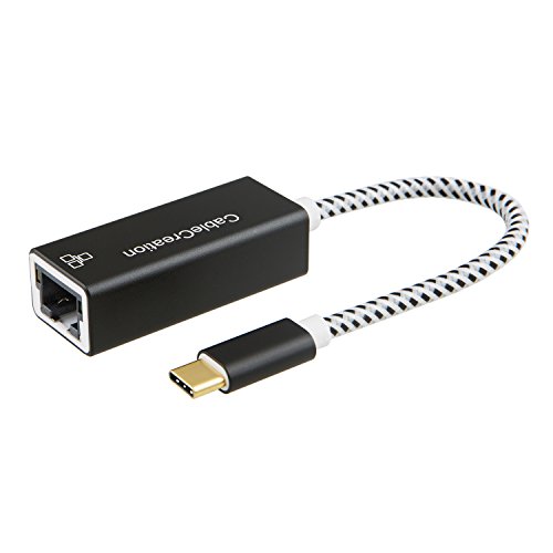 usb-c zu Ethernet Adapter, cablecreation USB Typ C bis RJ45 Gigabit Ethernet Adapter, kleine Größe und keine Drive erforderlich, schwarz & weiß Aluminium