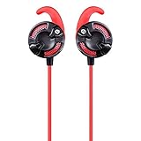 Wenquan,Dual Microphones In-ear Gaming Earphones Ear Hook Design/On-cord Control/Multiple Sound Modes/Detachable/Answer Phone(color:BLACK&RED)