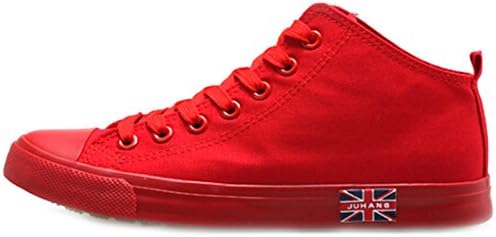 Oasap Men Classic Solid Lace Up Sneakers with Logo, Red EURO43/US8.5/UK8