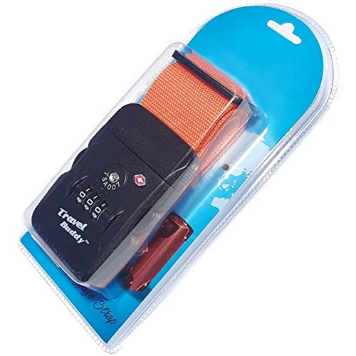 TSA para el equipaje Correa - tamaño de 200 cm x 5 cm - 3-dial de combinación maleta del viaje Bolsa Código correa de la cerradura (ORANGE)