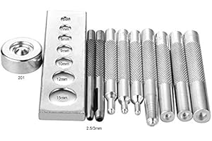 ORIENTAL RIVERKIT 11pcs Punch Tool Punch Snap Kit, Leather Craft Snap Fastener Setter Rivet Setting Round Hole Punch Die Tools for Punch Hole and Install Rivet Button