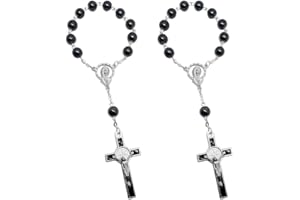 BOBIJOO JEWELRY - Lot x 2 Petits Minis Chapelets Baptême Enfant Bébé Saint-Benoît Hématite Croix