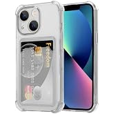 Ehr. iPhone 13 Compatible Camera Protected Card Holder Corners Airbag Design Anti-Shock Transparent Silicone Case (Transparent, iPhone