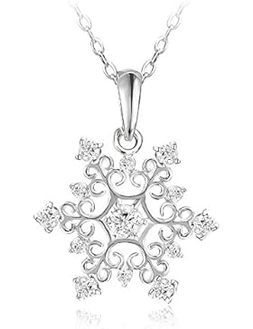 18k versilberte Halskette Schneeflocke Echtsilber Damen Mädchen Geschenk