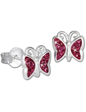 SilberDream Kinder Ohrringe Schmetterling Zirkonia pink 925er SDO094P