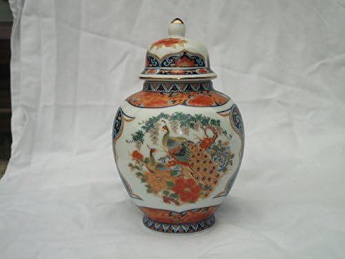 PEACOCK BROCADE - ORIENTAL THEME - RUSTIC MATT FINISH - GINGER JAR 20CM - BNIB-RARE