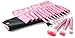 Glow 12 Makeup Brushes Set in Pink Crocodile Leather Design Case