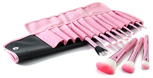 Glow rosa 12 Make-up Pinselset + Tasche - 4
