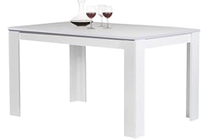 BAKAJI Tavolo Sala da Pranzo Cucina Forma Rettangolare Design Moderno in Legno MDF Finitura in Melammina Dimensione 120 x 80 x 74 cm Arredamento Casa (Bianco)