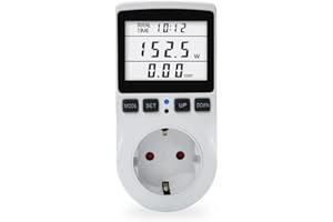NAVESO Stromzähler für Steckdose, 16A Strommessgerät mit 11 Überwachungsmodi, Energiekostenmessgerät 3680W, Stromverbrauchsmesser mit LCD-Hintergrundbeleuchtung Bildschirm