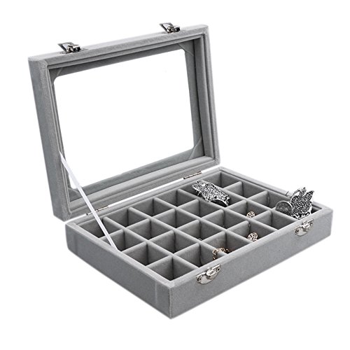 Meshela Neu 24 Fächer Damen-Schmuckkasten Schmuckkoffer Schmuckständer Aufbewahrungsbox für Schmuck