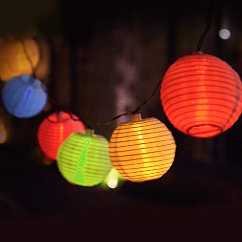 EleganBello Guirnalda Luces 20 LED Coloreado Linterna 4,8M Blanco Cálido Funcione con Pilas Ideal para Jardines, Porches, Balcones, árbol de Navidad, etc