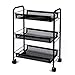 Produktbild Schwarzer Haushalts-Lagerregal-Wagen, Großer Servier-Reinigungswagen Mit Feststellrädern für Badezimmer-Küche, Starke Tragfähigkeit (Farbe : Schwarz, größe : 45x26x63cm)
