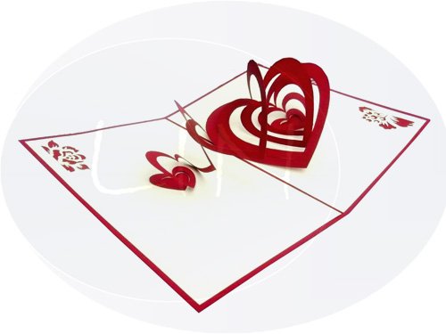 LIN-POP UP Karten Hochzeitskarten, Hochzeitseinladungen, 3D Karten Grußkarten Hochzeit, Hochzeitsglückwunsch, Herz in Herzen - 3