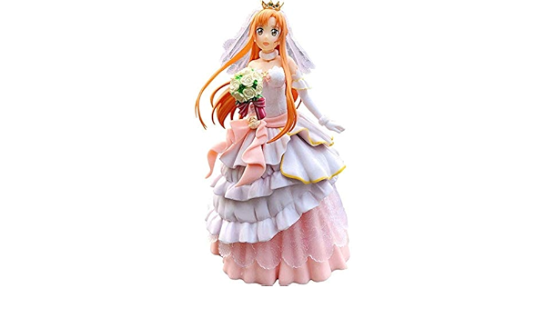 Knmbmg Sword Art Online Sao Yuuki Asuna 27cm Pvc Abbildung Statue Anime Madchen Tragen Schone Weisse Brautkleid Hand Blume Modell Computer Desktop Dekoration Kollektion Weihnachten Bo Amazon De Spielzeug