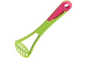 FACKELMANN 4-in-1 Utensil for Avocado, Plastic, Masher & Stone Remover, Avocado Tool, Multifunctional Avocado Cutter, Slicer, Pit Remover, 17.5x5x6.5cm, Green & Pink