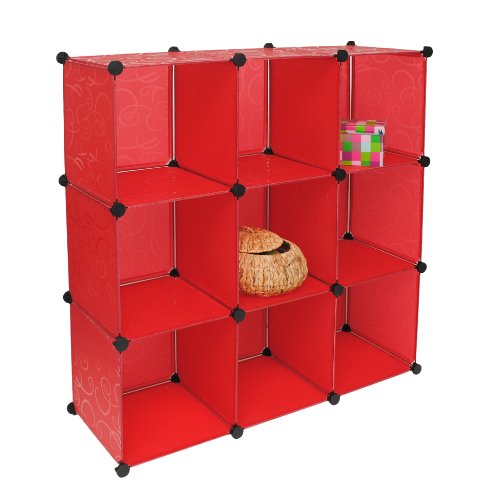 Büro Flur Regal Schrank Steckregal Wandregal Sideboard in Rot - 8
