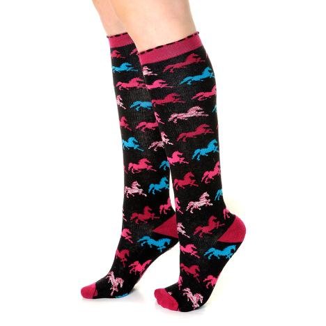 Horses-Allover-Knee-Socks-Black-12-To-3
