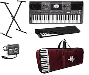 Yamaha Keyboard PSR-I500, 61-Keys Digital Portable Touch Sensitive Keyboard With Gig Bag, Stand, Dust Cover & Power Adapter Combo. (Ybkr)